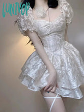 Lunivop Fairy Princess Elegant Women Dress Short Sleeve Vintage Lolita Kawaii New Korean Fashion