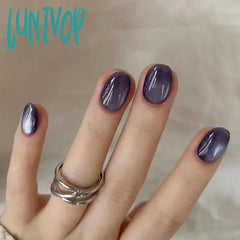 Lunivop Fashion Blue-Green Cat Eye Wearable Nail Art Solid Color Fake Nails Detachable Finished