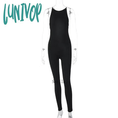 Lunivop Fashion Chain Detail Sexy Backless Jumpsuits Party Club Outfits For Women One Piece