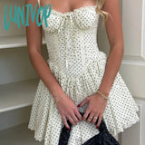 Lunivop Fashion Chic French Corset Paty Dress Women Lace Trim Strap Folds Sexy Summer Dresses