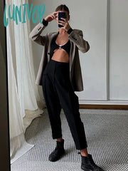 Lunivop Fashion Cut Out Sexy Long Sleeve Bodysuits For Women Elegant O-Ring Metal Slim Tops High