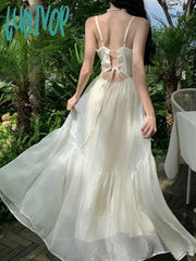 Lunivop Fashion Elegant Casual Women Summer Dress Spaghetti Strap Vintage A-Line Solid Chic Party