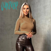 Lunivop Fashion Elegant High Rise Bodysuits Outfits For Women Skinny Long Sleeve Turtleneck Tops