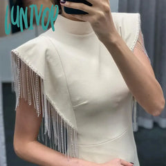 Lunivop Fashion High Neck Evening Dresses Sexy Floor-Length Mermaid Gown 2024 For Women Dubai Arab