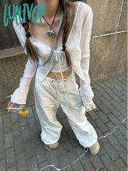 Lunivop Fashion Japanese Casual V Neck Bandage Cardigan Women Sun Protection Long Sleeve Coats