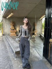 Lunivop Fashion Japanese Casual V Neck Bandage Cardigan Women Sun Protection Long Sleeve Coats