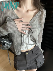 Lunivop Fashion Japanese Casual V Neck Bandage Cardigan Women Sun Protection Long Sleeve Coats