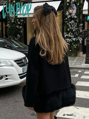 Lunivop Fashion Long Sleeved Fur Hem Thicken Jacket Ladies Chic Warm Cardigan Coats Winter Female