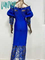 Lunivop Fashion New Women Sexy Hollow Out Lace Bodycon Knitted Bandage Dress Vestidos Elegantes