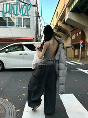 Lunivop Fashion Sexy Backless Camisole Tops Y2K Grunge Sleeveless Loose Stank Top Summer New