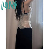 Lunivop Fashion Sexy Backless See Through Lace Camisole 2024 Sumemr New Vest For Women Y2K Grunge