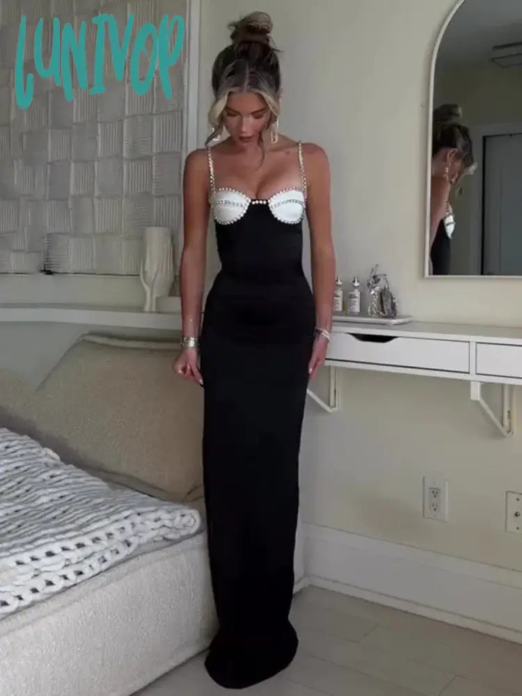 Lunivop Fashion Sexy Diamond Spaghetti Strap Bodycon Design Wedding Birthday Evening Cocktail Party
