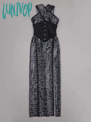 Lunivop Fashion Sexy Elegant Print Leopard Long Bandage Dress Vestidos De Fiesta Birthday Evening