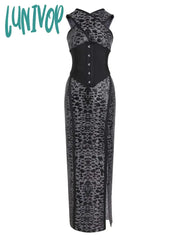 Lunivop Fashion Sexy Elegant Print Leopard Long Bandage Dress Vestidos De Fiesta Birthday Evening