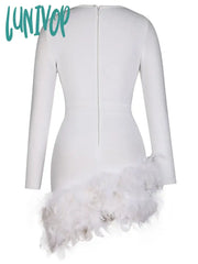 Lunivop Fashion Sexy Feather Bodycon Bandage Dress Vestidos De Fiesta Elegantes Para Mujer Evening
