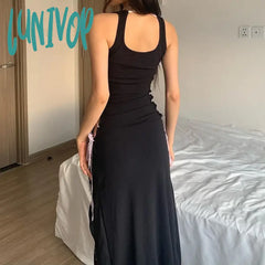 Lunivop Fashion Sexy Lace Slim Dress Women Fairycore Hotsweet Patchwork Hollow Sleeveless High