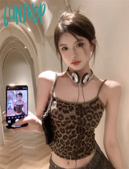 Lunivop Fashion Sexy Leopard Print Camisole for Women 2024 Summer New Slim Fit Strapless Vest Y2k Grunge Sleeveless Bottoming Tops
