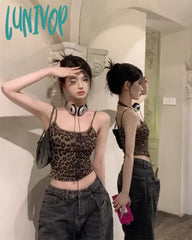 Lunivop Fashion Sexy Leopard Print Camisole for Women 2024 Summer New Slim Fit Strapless Vest Y2k Grunge Sleeveless Bottoming Tops