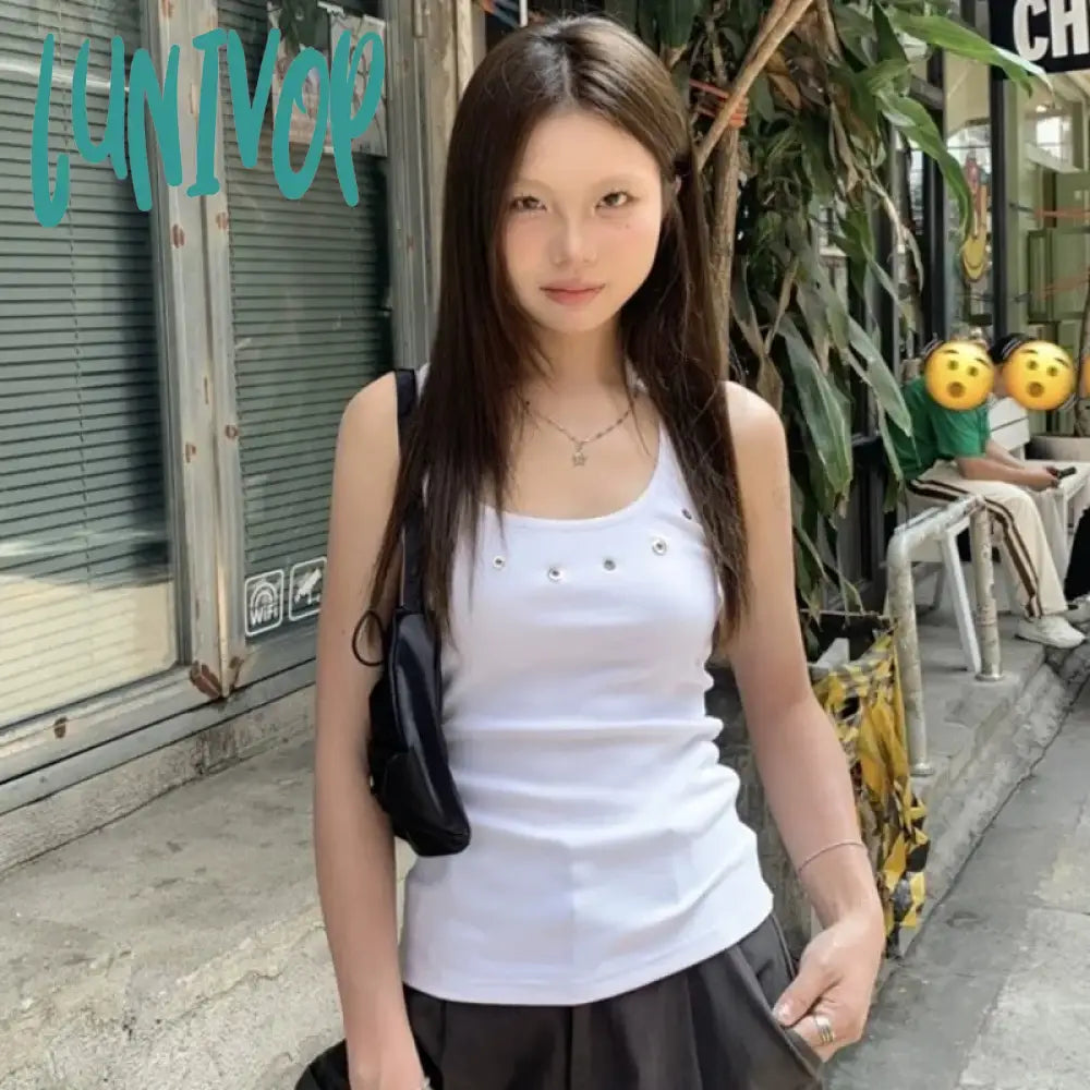 Lunivop Fashion Simple White Bottoming Camisole Tops 2024 Summer New Vest For Women Y2K E-Girl