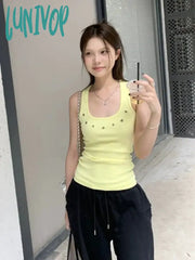 Lunivop Fashion Simple White Bottoming Camisole Tops 2024 Summer New Vest For Women Y2K E-Girl