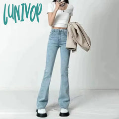 Lunivop Fashion Spring Summer Women Flared Jeans Baggy Denim Pants Bottom Straight High Waist