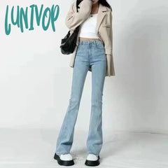 Lunivop Fashion Spring Summer Women Flared Jeans Baggy Denim Pants Bottom Straight High Waist