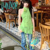 Lunivop Fashion Sweet 3D Flowear Ruffles Vest For Women Y2K Sexy Off Shoulder Slim Fit Tank Top