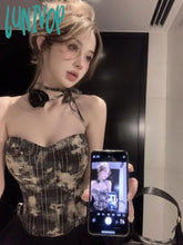 Lunivop Fashion Sweet Plaid 3D Flower Strapless Vest For Women 2024 Summer Irregular Slim Fit Tank