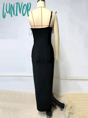 Lunivop Fashion Women Elegant Luxury Diamond Swallow Design Strapless Long Dress Formal Occasion