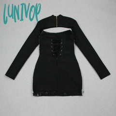 Lunivop Fashion Women Elegant Luxury Shiny Diamond Bandage Mini Dress Formal Occasion Wedding