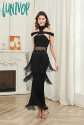 Lunivop Fashion Women Elegant Luxury Tassel Bandagelong Dress Formal Occasion Birthday Evening