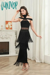 Lunivop Fashion Women Elegant Luxury Tassel Bandagelong Dress Formal Occasion Birthday Evening