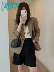 Lunivop Five-Point Pants Women’s Black Spring And Summer New Loose Wide-Leg Thin High-Waisted