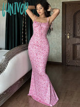 Lunivop Floral Dress Women Elegant Summer Off Shoulder Lace Up Deep V Neck Dresses Ladies Holiday