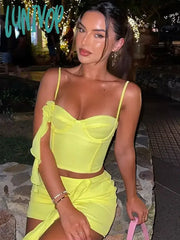 Lunivop Floral Fringe Cami Top And Skirt 2 Piece Set Summer Fashion Club Party Womens Outfit