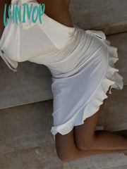 Lunivop Flower Backless Long Dresses Women Summer Asymmetrical Side Split Dress Women’s Sexy