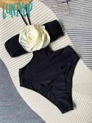 Lunivop Flower Lace Up Bikini Tops For Women Splice Hollow Out Backless Sexy Bodysuit Lingerie