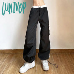 Lunivop Folds Tough Stitching Personality Trend Cool Breathable Soft Loose Casual Street Travel