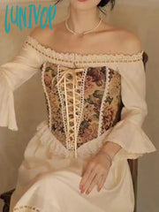 Lunivop France Vintage Print Sleeveless Tops Women Lace Elegant Party Princess Strap Top Female