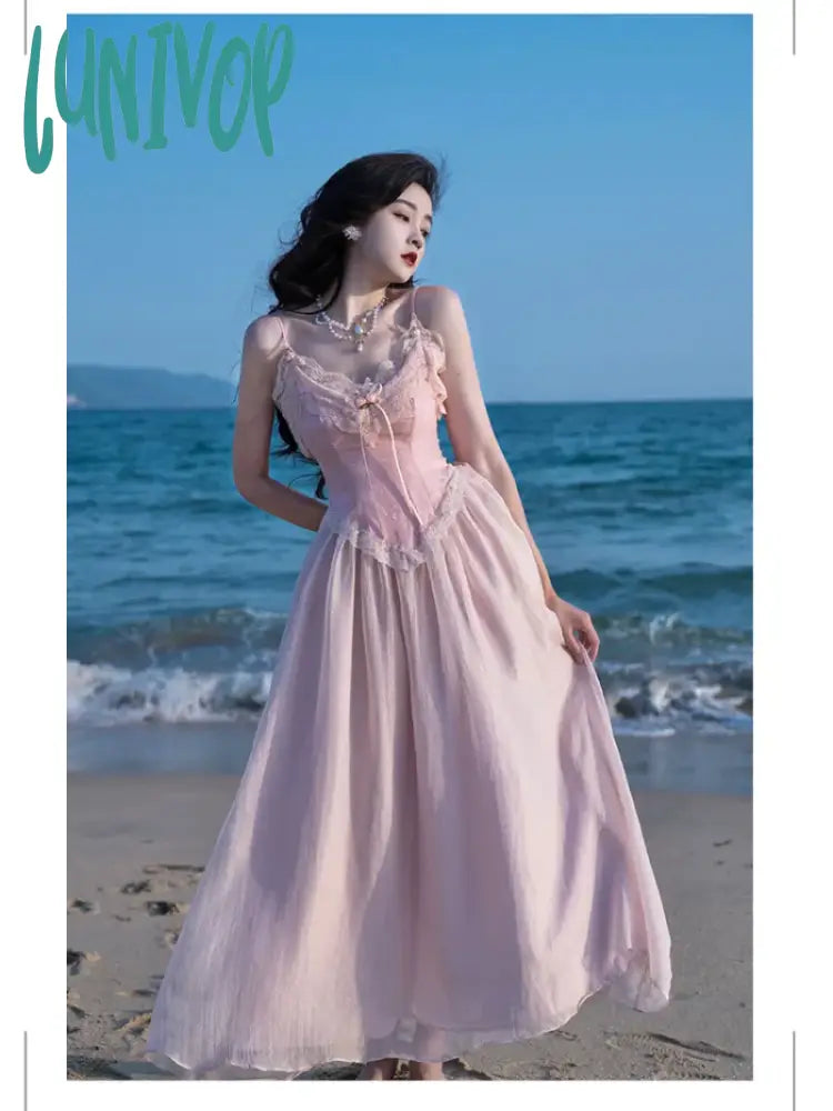 Lunivop France Vintage Sexy Dress Women Elegant Party Midi Dresses Female Beach Patchwork High