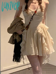 Lunivop France Vintage Two Piece Dress Set Women Summer Chiffon Elegant Kawaii Suit Female Korean