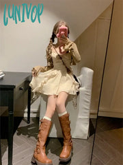 Lunivop France Vintage Two Piece Dress Set Women Summer Chiffon Elegant Kawaii Suit Female Korean