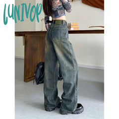 frat boy outfits Autumn New plus Size High Waist Straight Slimming Versatile Draping Fashion Narrow Denim Wide Leg Pants