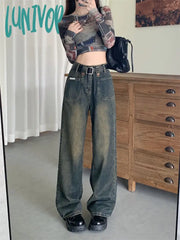 frat boy outfits plus Size Women's Retro Jeans Autumn 2024 New Chubby Girl High Waist Slimming Straight Wide Leg Pants