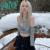 frat outfits Aesthetic Chic T-shirt Top Women's Tops Y2g Gothic Clothing Sexy Slim Fit