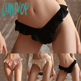 Lunivop French Ruffle Satin Women’s Underwear Low Waist Soft Silk Cotton Crotch Sports Panties