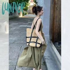 Lunivop French Style Green Suspender Dress For Women Summer Loose Solid V-Necl Sleeveless Dresses