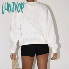 Lunivop Fruit Lobster Print Loose Fit Oversized Tops Vintage Graphic Sweatshirts Casual Long Sleeve