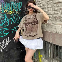 Lunivop Funny Print Harajuku Graphic T Shirts For Women Summer Loose Casual Y2K Top Femme Street