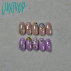 Lunivop Gold Silver Stars Moon 3D Self Adhesive Nail Art Stickers Vintage Bohemian Style Totems
